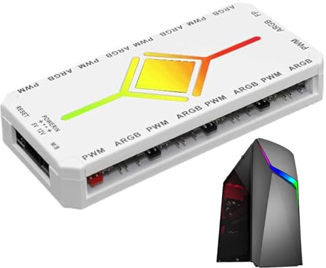 RGB Hub ARGB PWM Fan Magnetic Splitter | LED RGB Hub Lighting Controller for Game Room Bedroom Home Theater Playroom Party Gamers Men Women