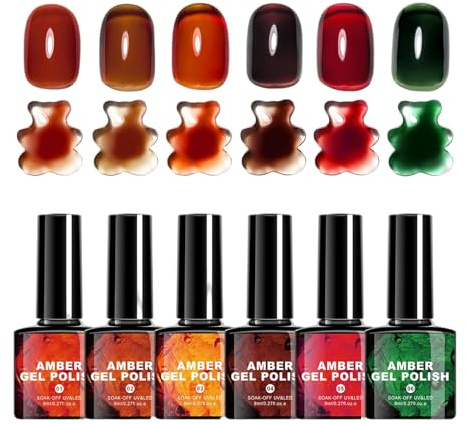 Smalto Per Unghie Autunnale 6 Colori Resina Per Unghie Caramello | Con Pennello Smalto Ambra Tema Invernale Per Donne Uomini Madri Spettacoli Eventi Formali Salon