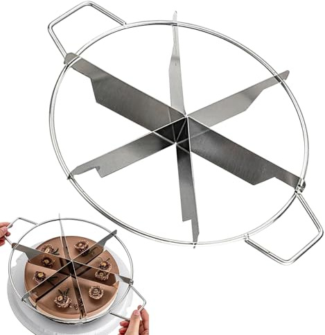 Pie Slicer Marker – 6/7/8-Piece Round Cake Divider for Even Slices | Stainless Steel Pizza Cutting Press Tool, Non-Stick Cheesecake Cutter with Side Handles for Precise and Equal Portions