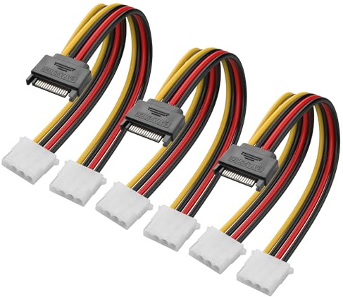 YAODHAOD Adattatore per cavo di alimentazione SATA da 15 pin a 2 x Molex, SATA maschio a Molex femmina a 4 pin, cavo di prolunga splitter a Y a 15 pin per PC, hard disk di alimentazione, HHD/SSD/DVD