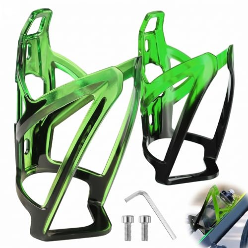 2 Pezzi Porta Borraccia Bici MTB, Supporto Borraccia Leggero e Universale per Bicicletta da Corsa, MTB ed E-Bike, Include 2 Viti e 1 Chiave Esagonale, Accessori Ciclismo, Nero Verde