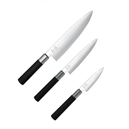 KAI 67S.300 Set 3 Couteaux, Acier Inoxydable, Noir, 39, 5 x 2, 5 x 15 cm