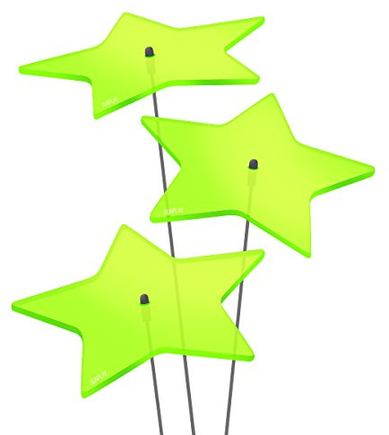 SUNPLAY Sonnenfänger Sterne Stella in GRÜN, 3 Stück je 10 cm Durchmesser im Set + 35 cm Schwingstäbe