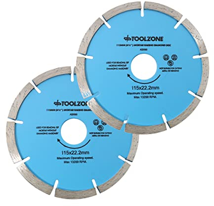 (PACK OF 2) 115mm (4.5) Diamond Mortar Raking Disc - Brickwork pointing raker blade for re-pointing