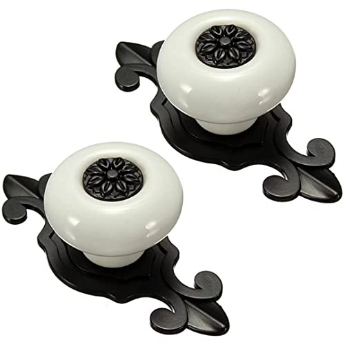 Creatwls 2PCS Hoch Qualität Jahrgang Stil Einloch Keramik Türknauf Schrank Schublade Ziehgriff Möbel Hardware Möbelknopf Möbelknauf. (Schwarz-Weiss)