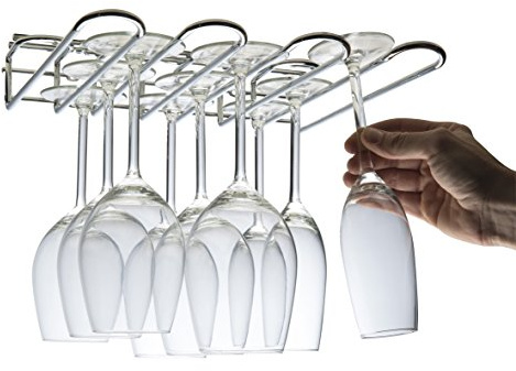 CKB Ltd® Glasregel zur Montage an der Wand oder unter einem Hängeschrank – zur Aufbewahrung jeglicher Stiel-, Wein- oder Sektgläser , glas, 3 Row - 29cm