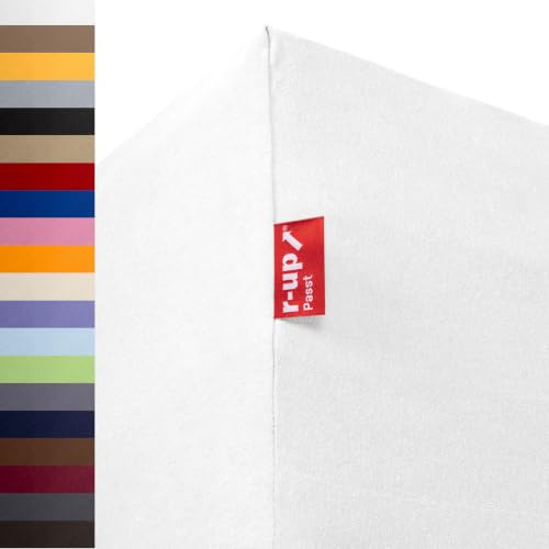 r-up Passt Spannbettaken 140x200-160x200 Weiss | 100% Baumwolle, 130g/m² Tuchgewicht, bis 35cm Höhe, viele Farben, OEKO-TEX, stressfrei auch für hohe Matratzen