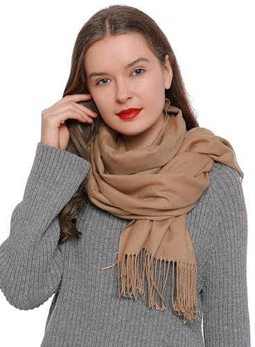 Dam halsduk enfärgad mjuk 185 x 65 cm khaki sandfärgad