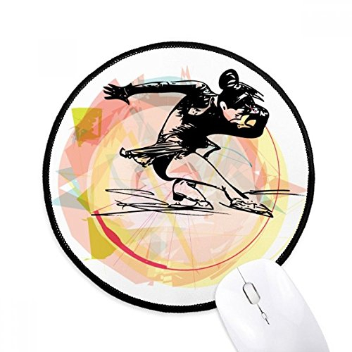 DIYthinker Wintersport Eiskunstlauf Aquarell Illustration Runde Griffige Mousepads Schwarz Titched Kanten Spiel Büro-Geschenk