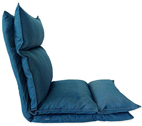 Rebecca Mobili Bodenstuhl Meditationskissen, Thaikissen Yoga Blau, Metall Polyesther, Lesekissen Wohnzimmer Garten Haus – Maße: 70 x 56 x 70 cm (HxLxB) - Art. RE6197