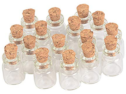 100pcs Joli Mini Bouteille en Verre Transparent Avec Bouchon en liège, Transparent Couleurs, Très Belle (Transparent, 0.6ml)