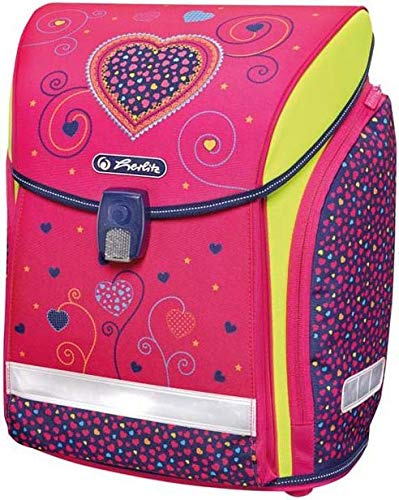 Herlitz® Schulrucksack Midi Jugend Schulranzen Rücktasche | Volumen 18L | Herren Damen Unisex Sport | Für Schüler Studenten Alltag | Geräumig Haltbare Pink Hearts Reflexionen, multicoloured, Rozmiar