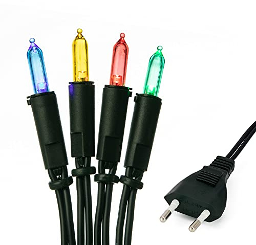 hellum Pisello LED Lichterkette innen bunt, 20 Lichter Kabel grün Fenster | Lichterkette 220 V, 20 LED, 2,85 m beleuchtete Länge, DIY Dekoration, Wohnzimmer, Weihnachtsbaum, mit Stecker <59lm 577662