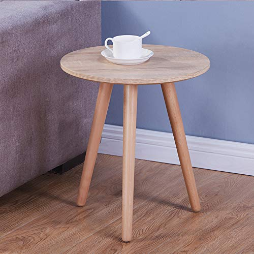 GOLDFAN Beistelltisch Rund Wohnzimmertisch Holz Runder Couchtisch Klein Sofatisch Schlafzimmer und Wohnzimmer 40x40x45cm