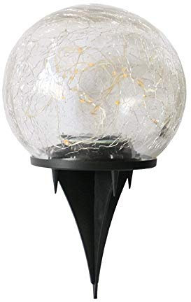 Ulalaza Luci da terra da giardino solari 20 LED Lampada da esterno a sfera con cremagliera esterna luminosa impermeabile per cortile vialetto Prato Patio Pathway （Bianco caldo）