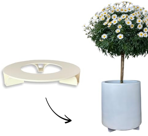terraced® - blomkruka underlägg – färg: krämvit – rund – 27 cm i diameter – underlägg blomkruka – återvunnet material – tillverkat i Tyskland