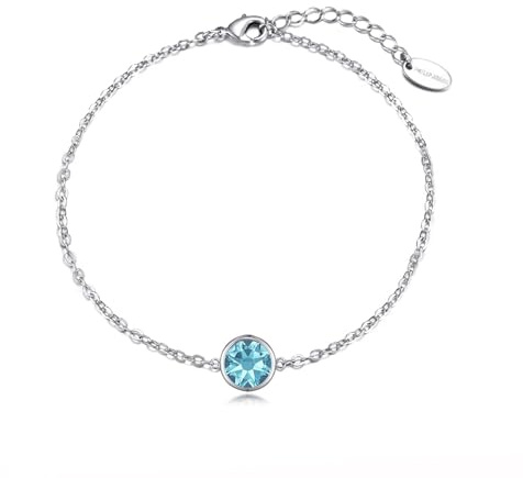 Philip Jones Bracelet de cheville en cristal bleu clair créé avec des cristaux Zircondia®