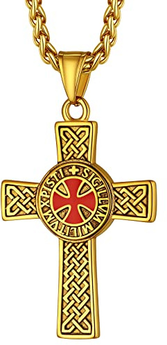 Richsteel Edelstahl Tempelritter Kette für Herren Jungen Tempelritter Schmuck mit Kreuz für Geburtstag Vatertag