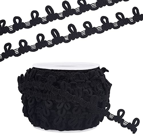 PandaHall 20 Yards Knopflochband Zopfborte Mit Knopfschlaufen 14mm Korsettknopf Zopfkordel Schwarz Elastische Knopfschlaufe Knopfloch Spitzenborte Für Kostümhandwerk Nähen Hochzeit Brautkleid Dekor