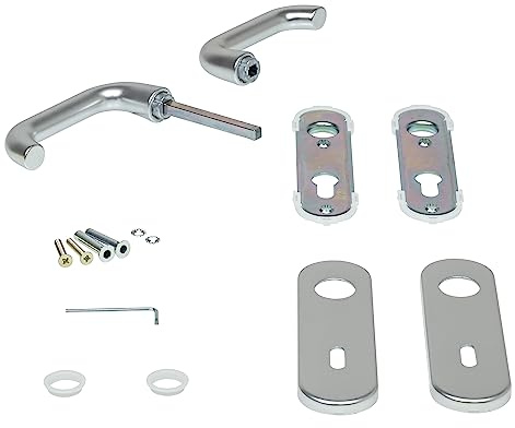 Hörmann Drückergarnitur D-110 Kurzschild (für Bundbart und Profilzylinder, aus Aluminium, Türgriff, Türbeschlag) 449909