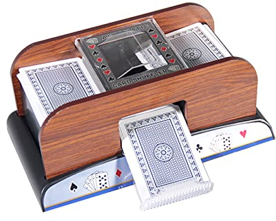 NGARY Premium Manueller Kartenmischer, Professionelle Pokerkarten-Mischmaschine Für 2 Decks, Elektrischer Spielkartenmischer Aus Holz, Batteriebetrieben Und Leiser Betrieb, Für Blackjack-Spiele