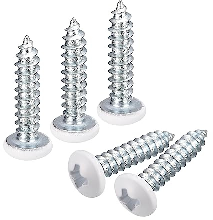 sourcing map ST4 x 20 mm weiße Schrauben selbstschneidende Schrauben, 100 Stück Flachkopf-Kreuzschlitz-Holzschrauben für Holzbearbeitung