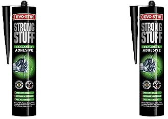 EVO-STIK Strong Stuff Sealant & Adhesive, Flexible and Waterproof Sealant, High-Strength Adhesive, Solvent Free, Colour: White (Pack of 2)