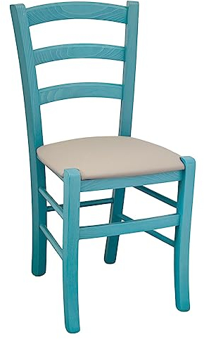 okAffareFatto di Zimbardi Costanza Stuhl Venedig aus türkisfarbenem Holz mit Sitz aus Kunstleder, taupe