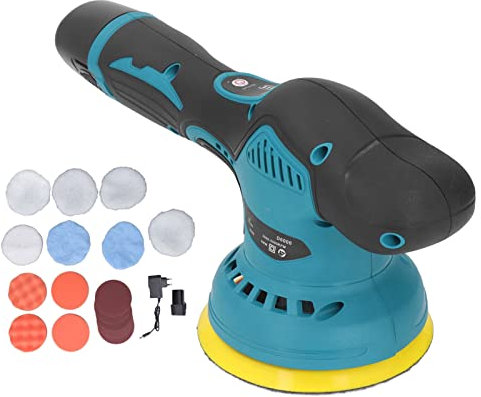 Polisseuse D'action, Polisseuse Tampon de Voiture sans Fil, 8 Vitesses, Arbre Excentrique Auto-adhésif, Machine de Polissage à la Cire sans Fil Portable 110-240V (Prise UE)