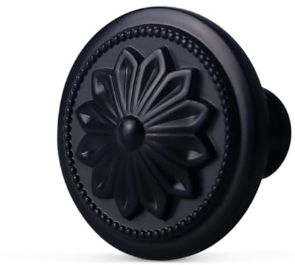 Xlroaafs Kitchen Cabinet Knobs, 10 Pack Matte Black Zinc Alloy, 1-2/5'' Round Handles for Cabinets and Drawers Dresser, Included Screws