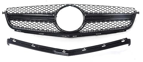 Front Kühlergrille Für Mercedes Für Benz W204 C63 Für AMG 2012-2014 Nur Frontgrill W/Grill Rahmen Abdeckung Trim Overlay Schwarz Auto Oberen Stoßstange Haube Mesh Kühlergitter