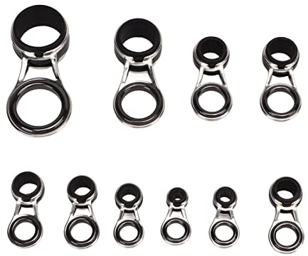 Angelruten Führungsset, 10 Stück, Köder Angelruten Führungsringe, 5 Größen, Keramik Edelstahl Angelruten Augenführungs Set, Casting Angelruten Spitzen Reparatur Set