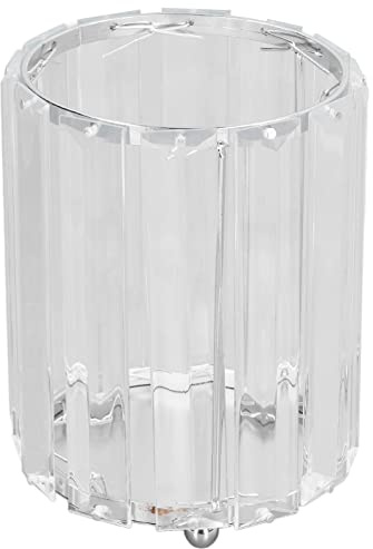 Make-up-Pinselhalter, Kosmetikpinselhalter, Transparentes Glas, Runder Kristall-Metall-Stifthalter für Den Schreibtisch, Dekorative Desktop-Stiftaufbewahrung, Organizer-Box(Silber)