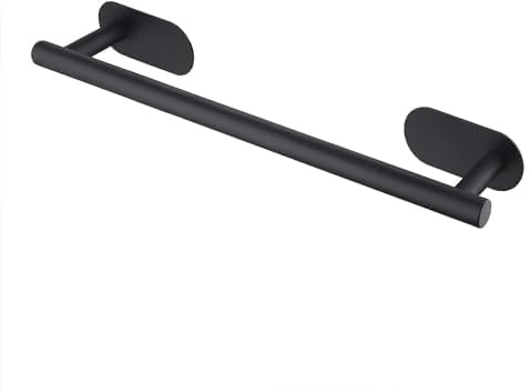 YUET Towel Rail Adhesive 30CM Hand Towel Holder Bar Bathroom Holders No Drill For Bathrooms Kitchen Dish Cloths Hanger 304 Stainless Steel RUSTPROOF Wall Mounted 12'' Black