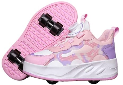 ENEN Schuhe mit Rollen für Jungen & Mädchen, Turnschuhe mit 4 Rollen Versenkbarer Schuhe mit Rollen Kinder 2-in-1 Roller Schuhe Outdoor Turnschuhe Größen 31 EU