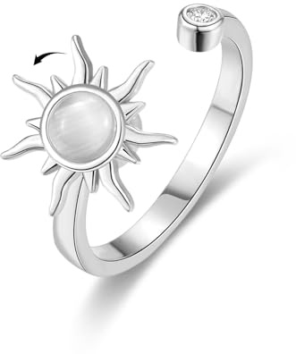 VYYU Fidget Ring - Anxiety Relief Adjustable Fidget Spinner Ring | Women's Stress Relief Gift, Silver