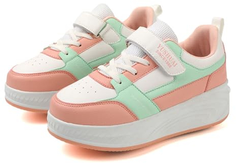 ENEN Schuhe mit Rollen für Jungen & Mädchen, Turnschuhe mit 4 Rollen Versenkbarer Schuhe mit Rollen Kinder 2-in-1 Roller Schuhe mit Klettband Outdoor Turnschuhe Größen 31-40 EU