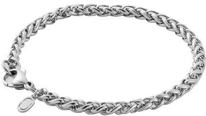 CRAFTD - Silver Wheat Link Bracelet - Durable 316L Stainless Steel & Rhodium - Waterproof, Heat & Sweat Resistant - Gifts for Men - Men's Jewelry - Size 5MM - Length 7.5