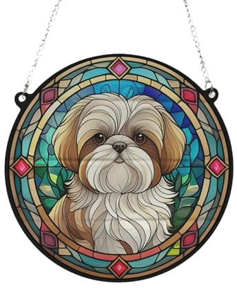 Lhasa Apso Stained Glass Effect Suncatcher Gift for Dog Lovers - 19cm