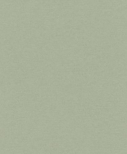 Rasch SCHÖNER WOHNEN-kollektion fleecetapet LINEN 600285 i ljusgrönt – 10,05 m x 0,53 m