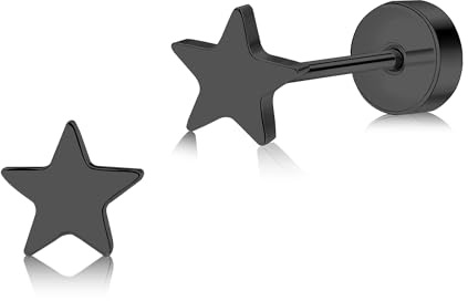 Artskin Women Flat Back Ball/Star/Heart/Dot Stud Earrings Titanium Hypoallergenic Girls Earrings for Sensitive Ears Simple Classic 5mm Flat Stud Earrings Silver/Black/Gold/Pink