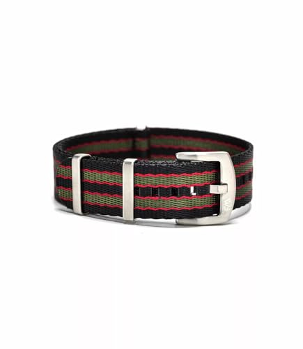 WB Original Strapazierfähiges Nylon-Uhrenarmband | 18 Farben - 18, 20, 22, 24 mm - Schließe: Silber Gebürstet | Nylon | Ersatz-Armband