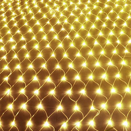 WxiaoD Rete di luci stringhe luminose a rete, LED a rete luminosa per esterni 8 modalità, IP44, impermeabile per camera da letto Natale matrimonio sera casa giardino (Bianco Caldo, 4.5x1.5m 320LED)