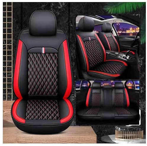 DUBOM Full Set Auto Sitzbezüge für Smart Fortwo Forfour 453 451 450 2000-2024, Wasserdichter Leder-Autositzbezug, Seasons Protectors VerschleißFest, 5-Sitzer Autositzbezug Universal(B(Red))