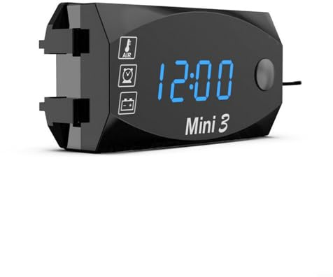 Thermomètre d'extérieur sans fil pour moto, voltmètre horloge avec affichage numérique LED, thermomètre d'extérieur baromètres sans fil pour la maison (bleu)
