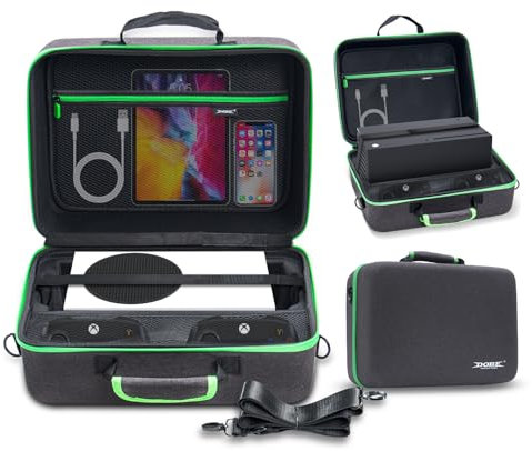 2-in-1 Carrying Case for Xbox Series X/S, Travel Storage Bag for Xbox Series S Console, Controllers, and Accessories During Travel. Hard Shell Case Compatible for Wireless Controllers, Cables