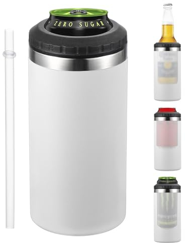PATIKIL Slim Can Cooler, 16oz Skinny Can Insulated Beer Sleeve Drink Holder for Beer Soda Coffee Regular Cans and Bottles, White