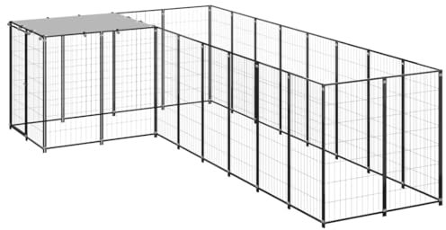 DYRJDJWIDHW hundebox Auto,hundehütte,Faltbare hundebox,Hundezwinger Schwarz 6,05 m² StahlEntworfen für Garten und Terrasse.