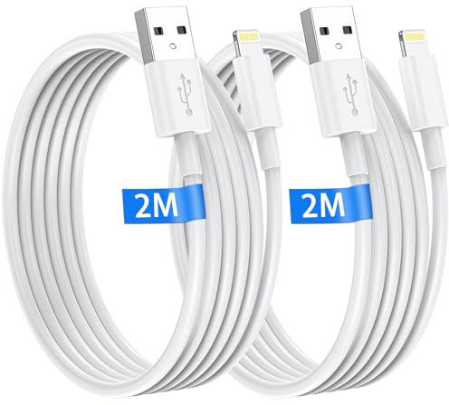 iPhone Charge Cable 2Pack 2M, Apple MFi Certified USB to Lightning Cable i-Phone Lightning to USB Cable Fast Charging Lead Compatible with iPhone 14/13/12/11 Pro Max/XS/8/7/iPad/ipod