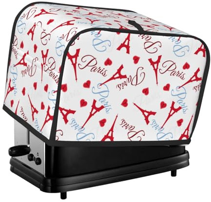 Copertura per tostapane a 2 fette, Torre Eiffel rossa con tasche, per piccoli elettrodomestici da cucina, copertura per piccoli elettrodomestici e protezione dalle impronte digitali, lavabile in